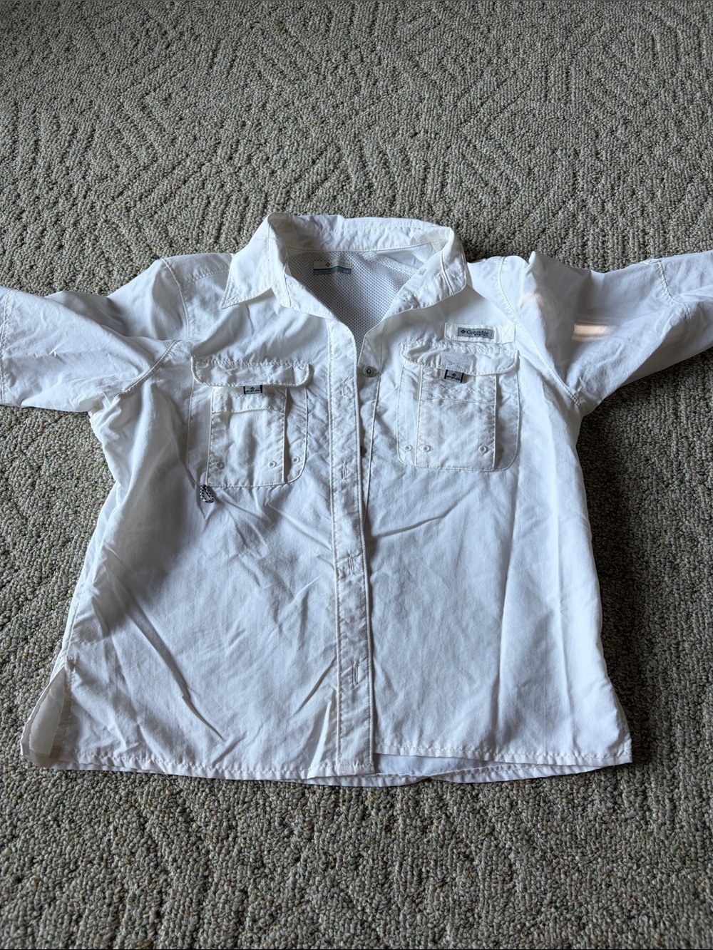 Columbia PFG Women's White Button-Down Utility Shirt
